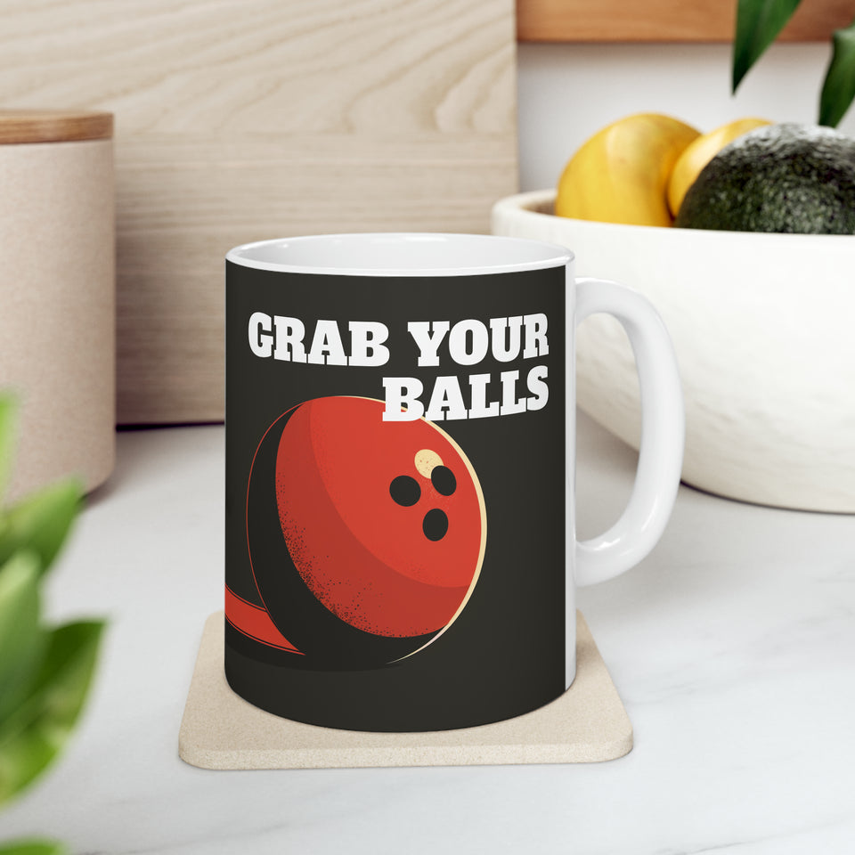 Funny Bowling Mug | Grab Your Balls Bowling Coffee Mug | Bowling Gifts | Funny Bowling Presents | Bowling Mug 2 11oz
