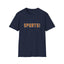 SPORTS! Funny Retro Collegiate T‑Shirt — Bold Orange & Blue Athletic Graphic