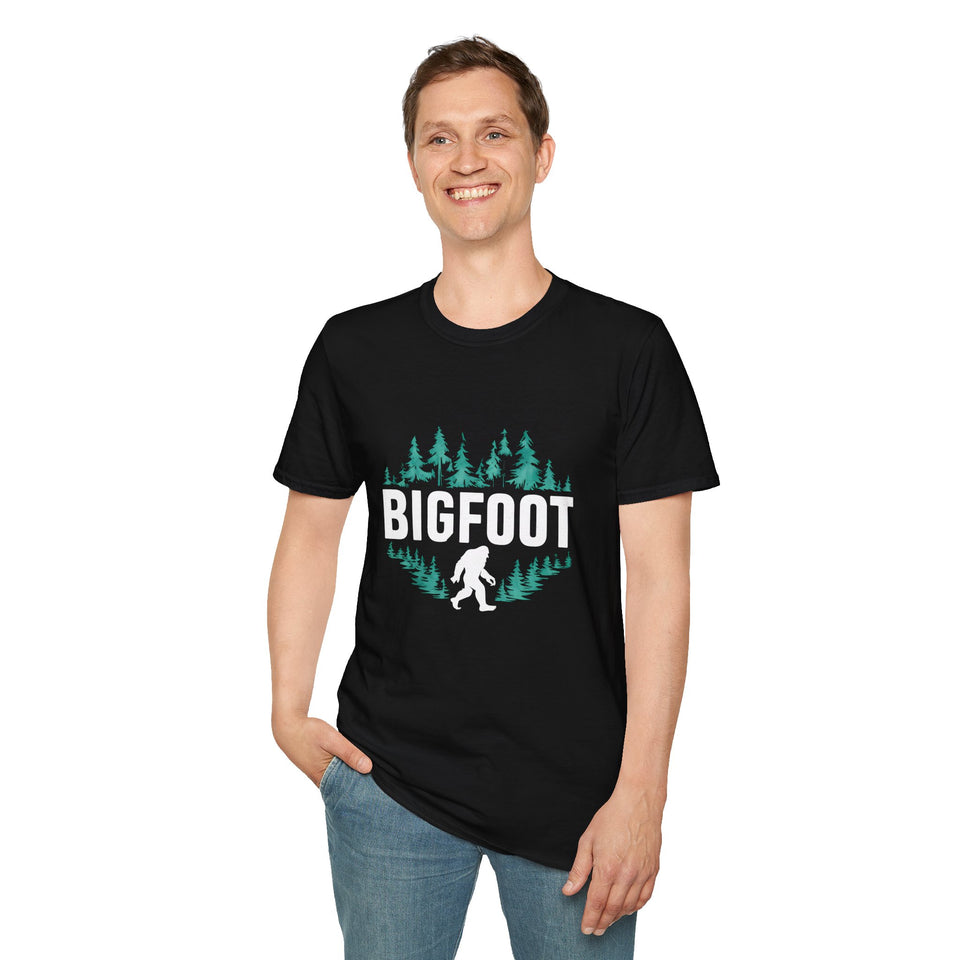 Bigfoot Shirt | Sasquatch Bigfoot T Shirt | Bigfoot In Forest Tee Shirt | Sasquatch Bigfoot Unisex Softstyle T-Shirt
