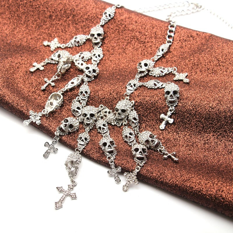 skull necklace, goth necklace, emo necklace