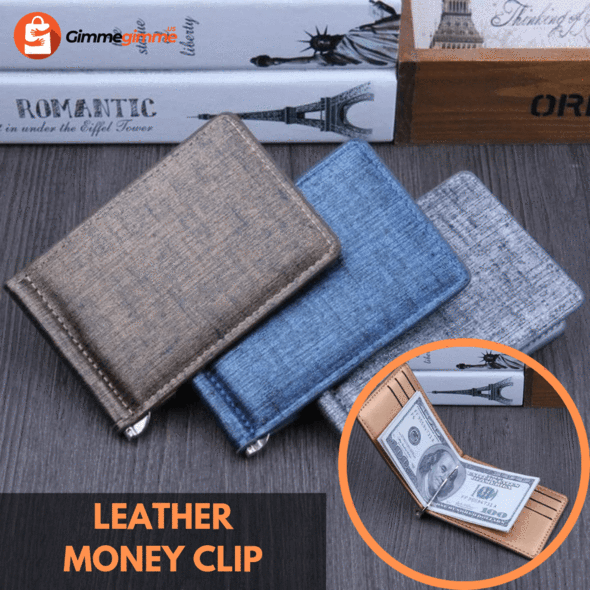 Leather Wallet Money Clip