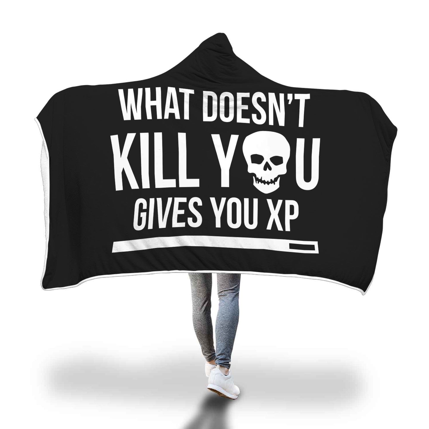 What Doesn't Kill You Gives You XP RPG Video Gamer Hooded Blanket