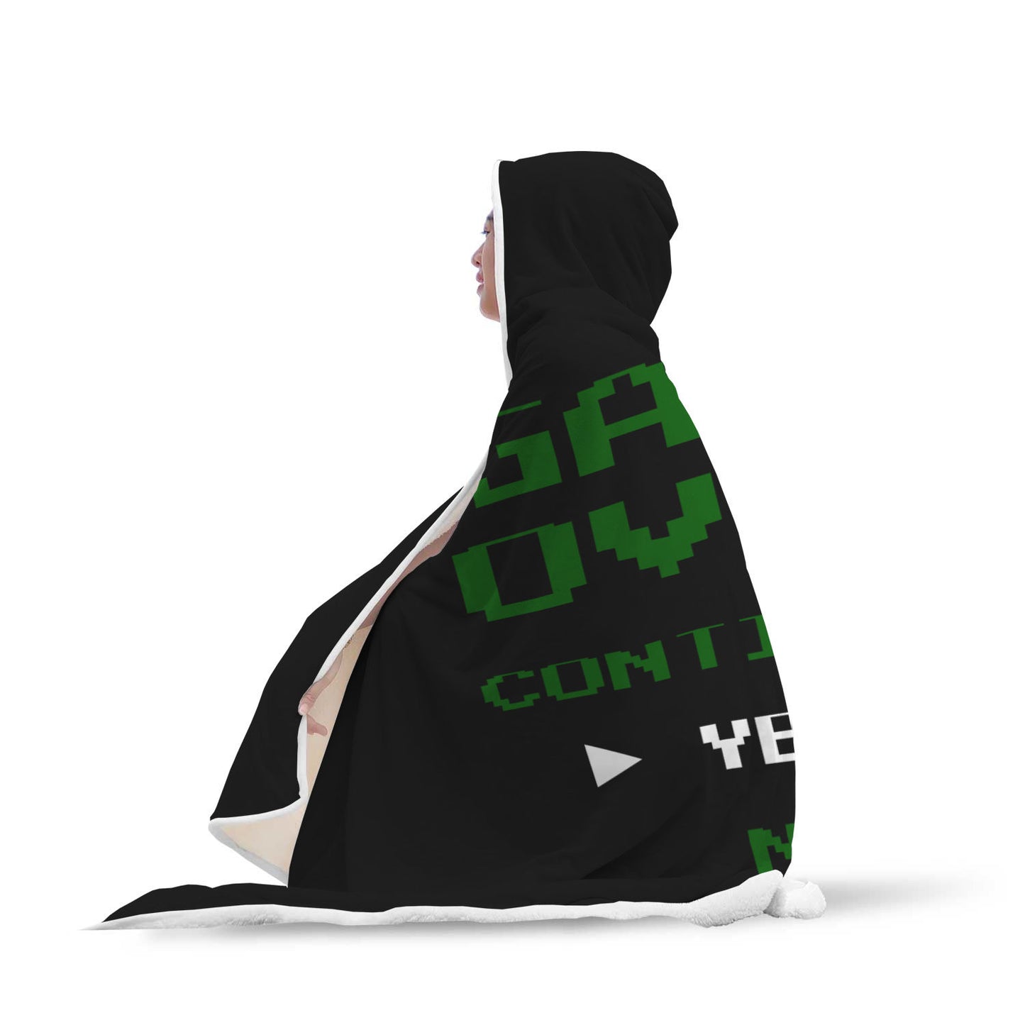 Game Over Continue Classic Retro Gaming Hooded Blanket