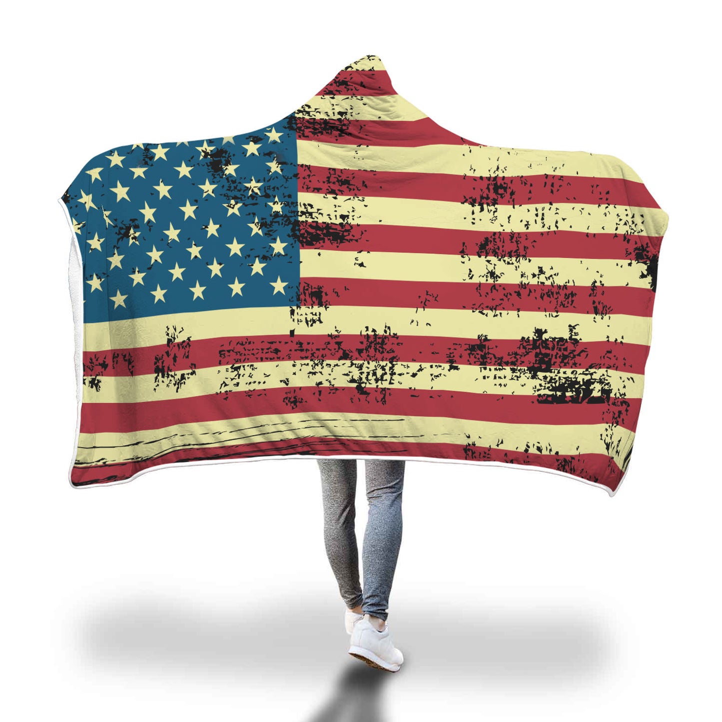 American Flag Hooded Blanket