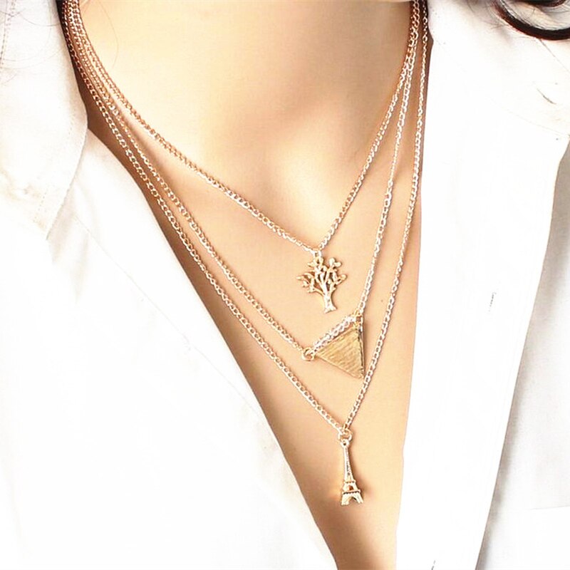 Collier Rose Gold Rose Statement Pendant Necklace
