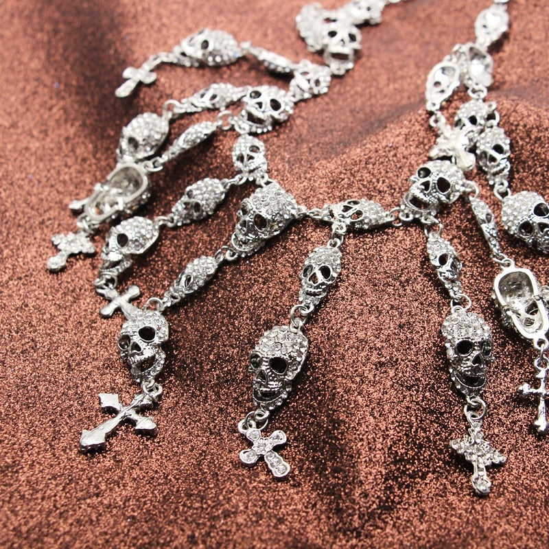 skull necklace, goth necklace, emo necklace