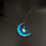 Moon Glowing Glow In The Dark Necklace moon necklace, crescent moon necklace, moon phase necklace
