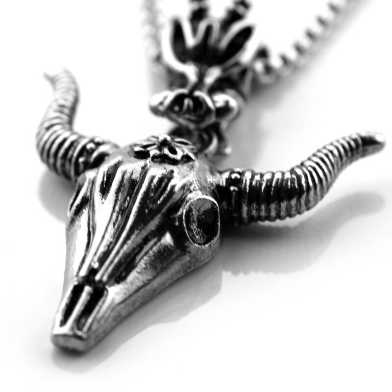 goat necklace, metal necklace, goat pendant, pagan necklace