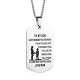 From Mom to Son - Stainless Steel Dogtag Necklace mom to son necklace, mother son necklace, mother and son necklace, mom and son necklace