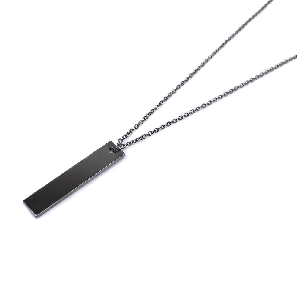 Men's Matte Black Long Pendant Necklace