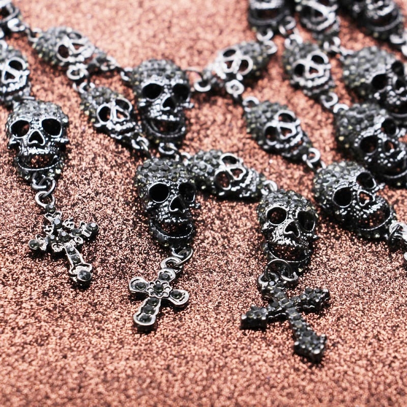 skull necklace, goth necklace, emo necklace
