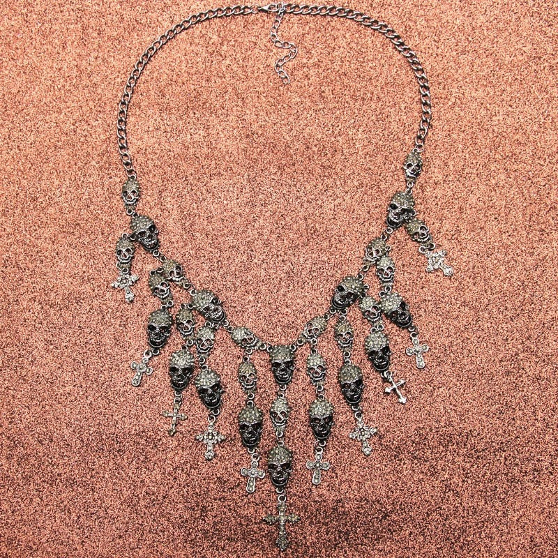 skull necklace, goth necklace, emo necklace