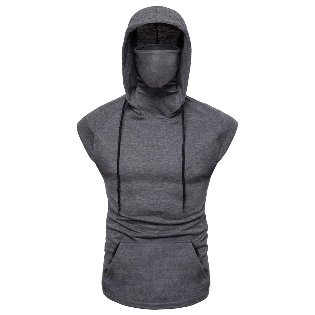 Masked Sleeveless Gym Hoodie