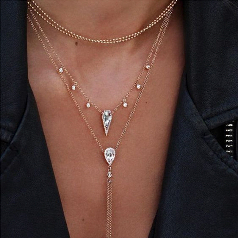 Collier Rose Gold Rose Statement Pendant Necklace
