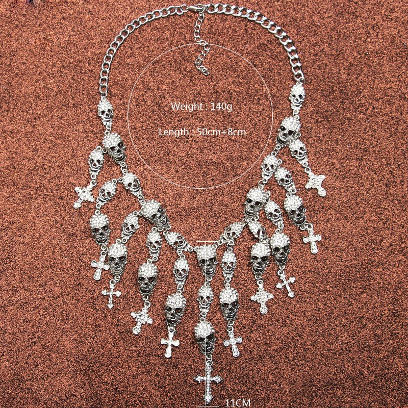 skull necklace, goth necklace, emo necklace