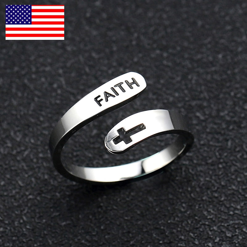 Adjustable discount faith ring