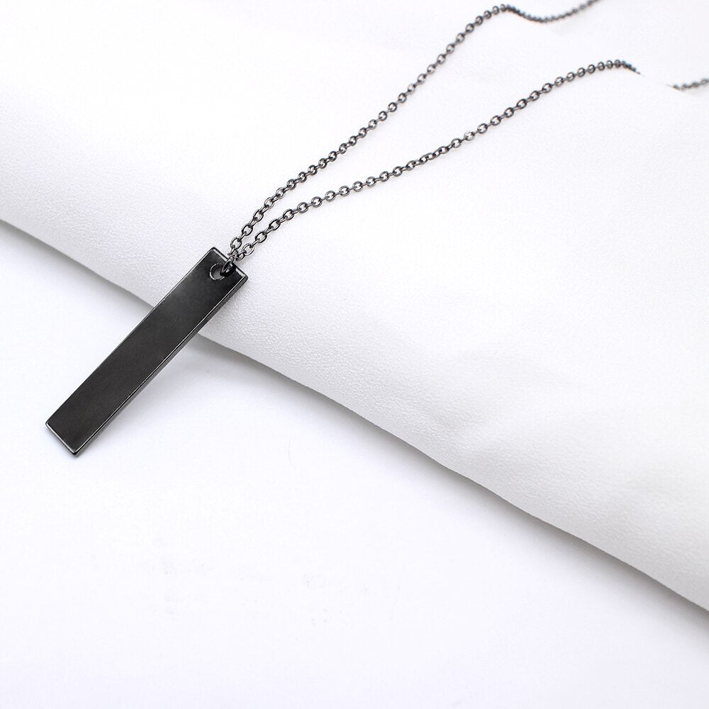 Men's Matte Black Long Pendant Necklace