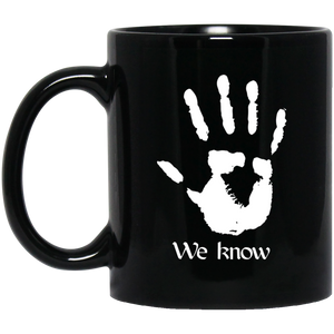 We Know Dark Brotherhood 11 oz. Black Mug dark brotherhood mug, skyrim mug, elder scrolls mug,