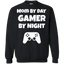Mom By Day Gamer By Night Video Gamer Crewneck Pullover Sweatshirt 8 oz.