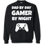 Dad By Day Gamer By Night Video Gamer Crewneck Pullover Sweatshirt 8 oz.