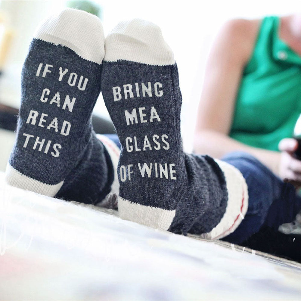 If You Can Read This Bring Me A Glass of Wine Socks