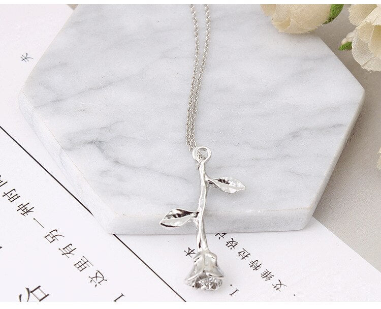 Collier Rose Gold Rose Statement Pendant Necklace