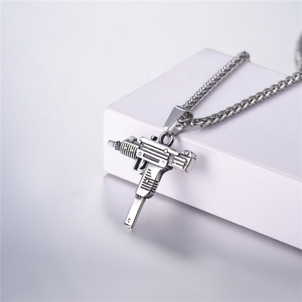 Gun Necklace | Uzi Pistol | Titanium Steel High | Fashion Streetwear | Uzi Sub Machine Gun