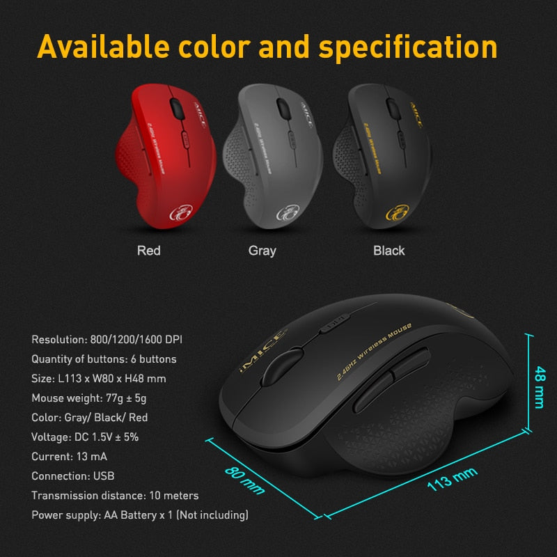 Wireless Computer Ergonomic Gaming Mouse