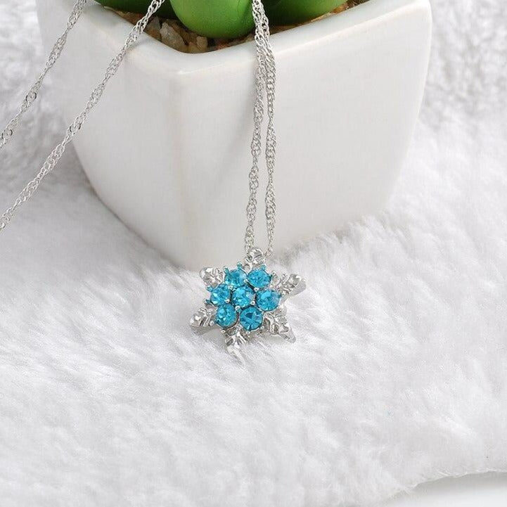 snowflake necklace, snow necklace