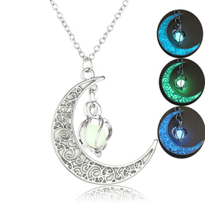 Moon Glowing Glow In The Dark Necklace moon necklace, crescent moon necklace, moon phase necklace