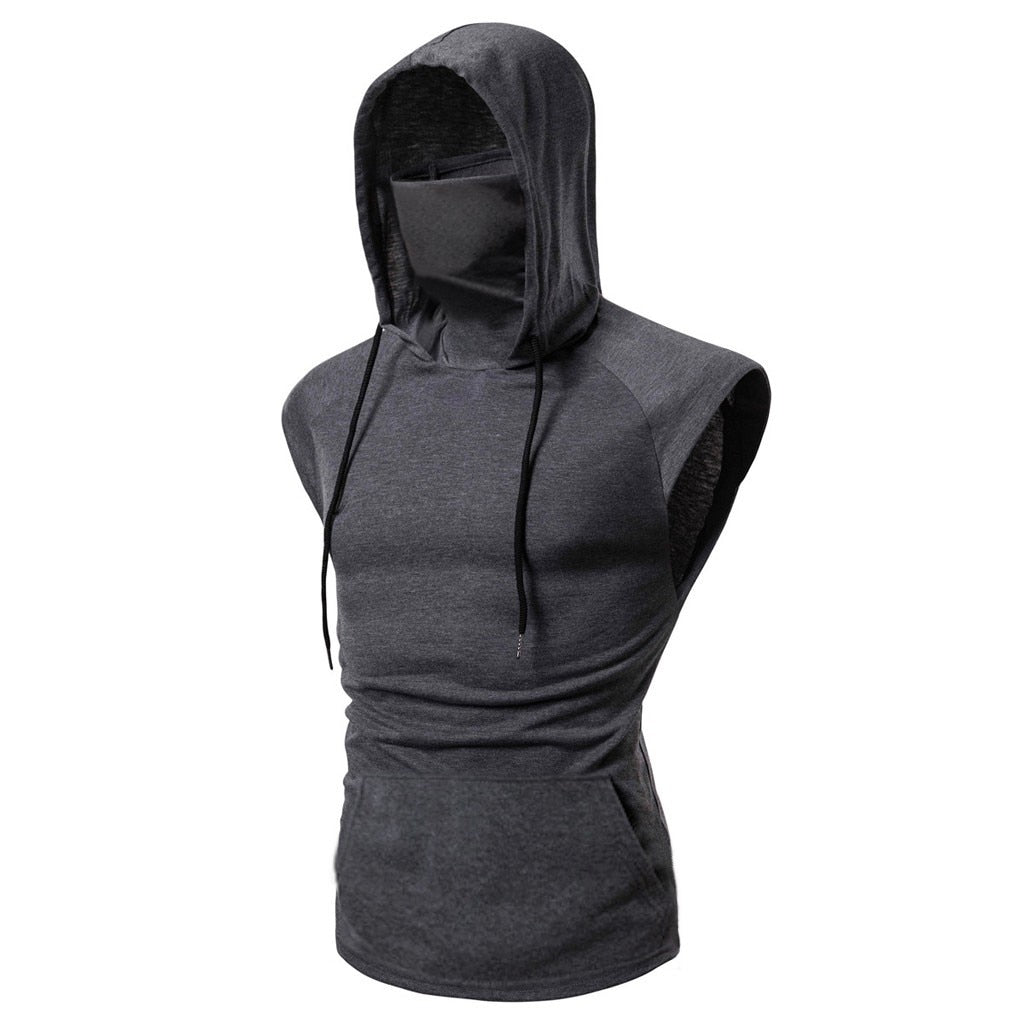 Masked Sleeveless Gym Hoodie