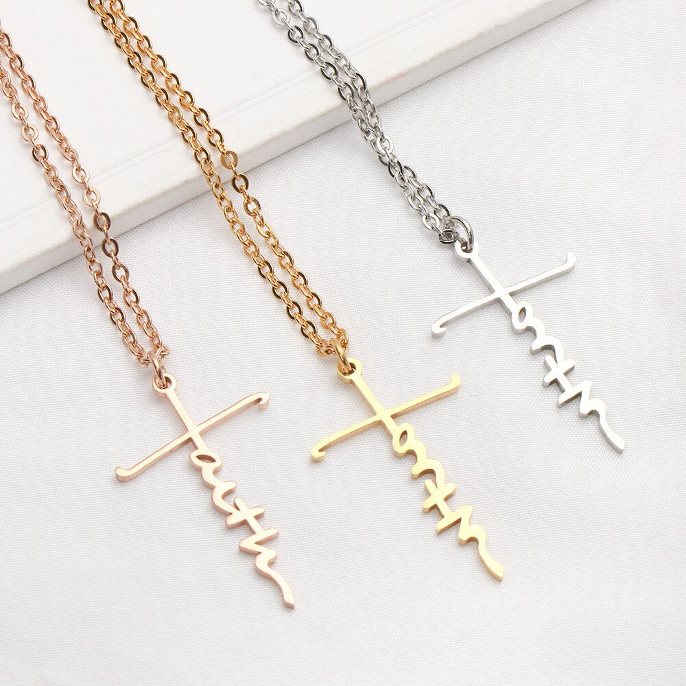 Faith Stainless Steel Pendant Necklace