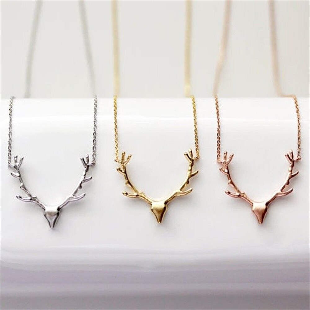Elk Deer Antlers Pendant Necklace