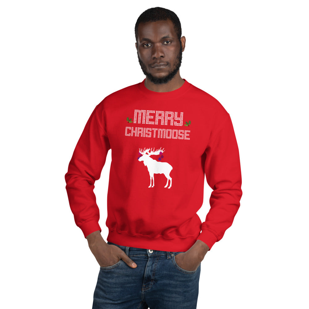 Merry Christmoose - Christmas Xmas Holidays Unisex Ugly Xmas Sweater Sweatshirt