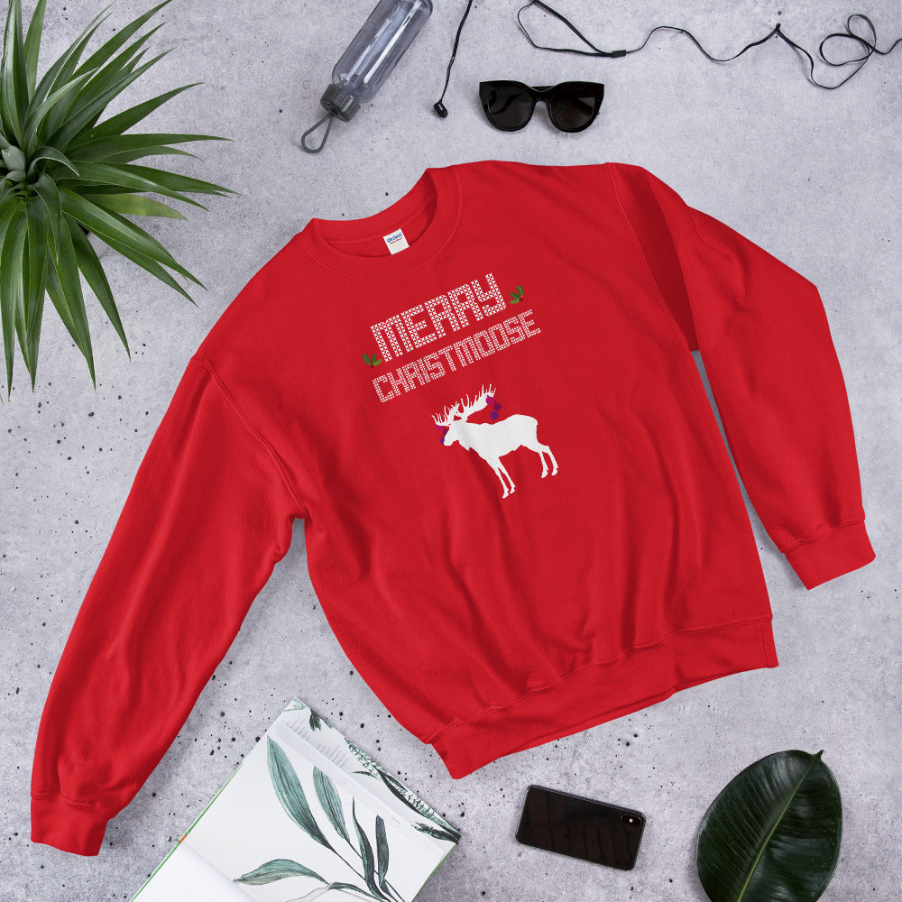 Merry Christmoose - Christmas Xmas Holidays Unisex Ugly Xmas Sweater Sweatshirt