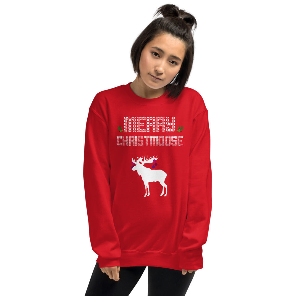 Merry Christmoose - Christmas Xmas Holidays Unisex Ugly Xmas Sweater Sweatshirt