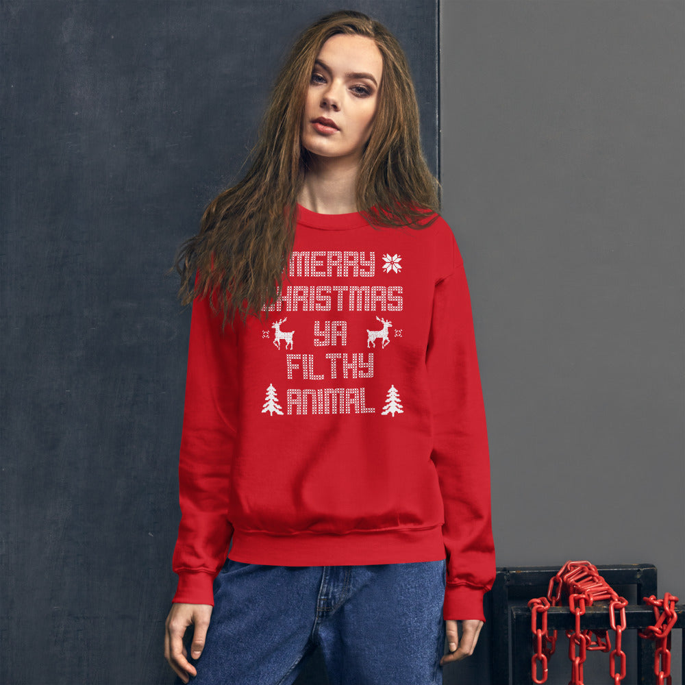 Merry Christmas Ya Filthy Animal Unisex Ugly Xmas Sweater Sweatshirt