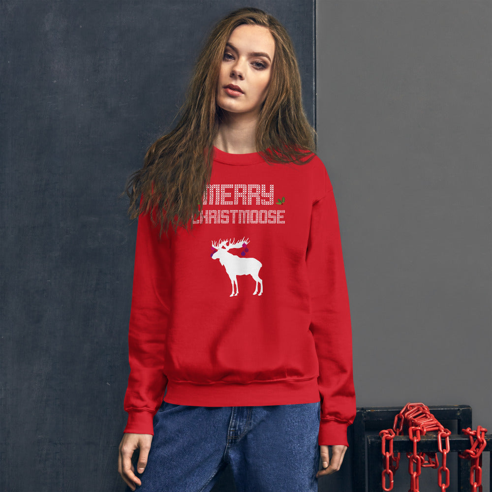 Merry Christmoose - Christmas Xmas Holidays Unisex Ugly Xmas Sweater Sweatshirt