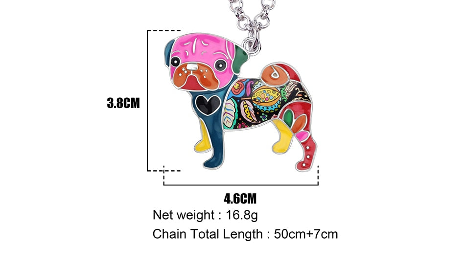 Pug Enamel Necklace