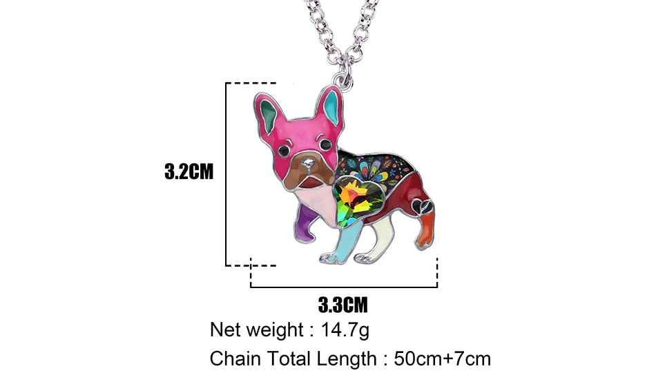 Frenchie French Bulldog Enamel Necklace
