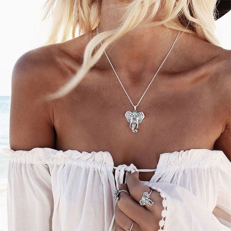 Boho Elephant Pendant Necklace