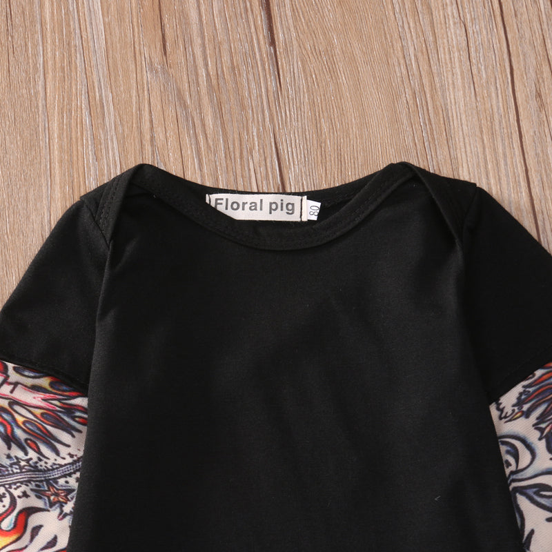 Sleeve Tattoo Print Baby Romper Bodysuit