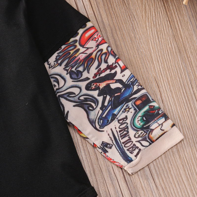Sleeve Tattoo Print Baby Romper Bodysuit
