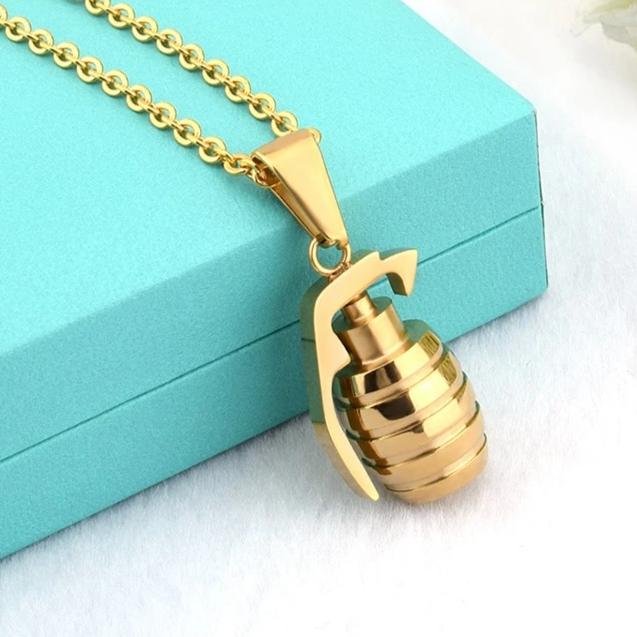 Classy Men's Grenade Pendant Necklace