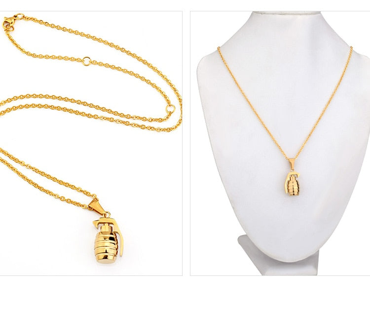 Classy Men's Grenade Pendant Necklace