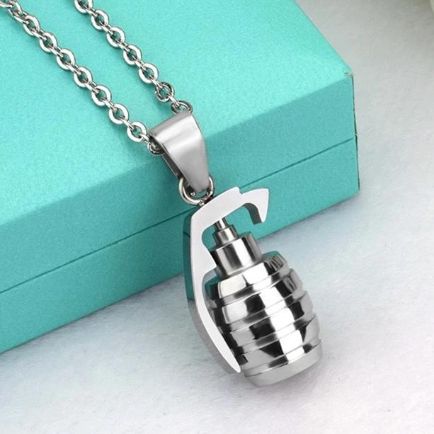 Classy Men's Grenade Pendant Necklace