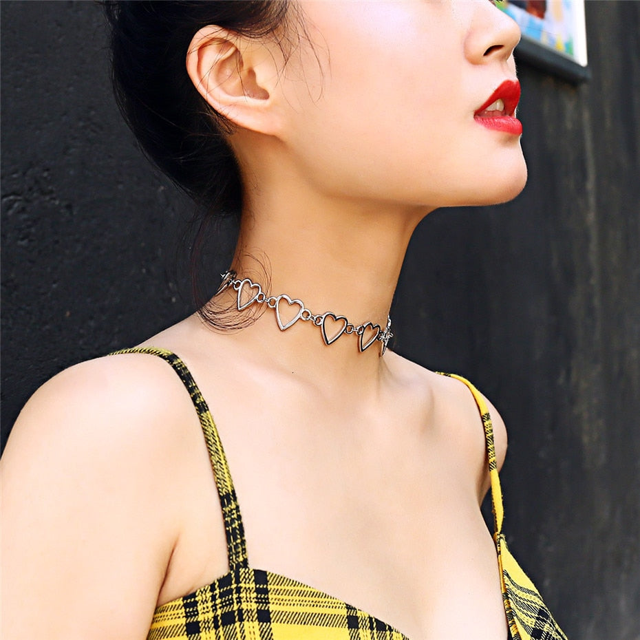 Sweet Love Heart Choker Necklace