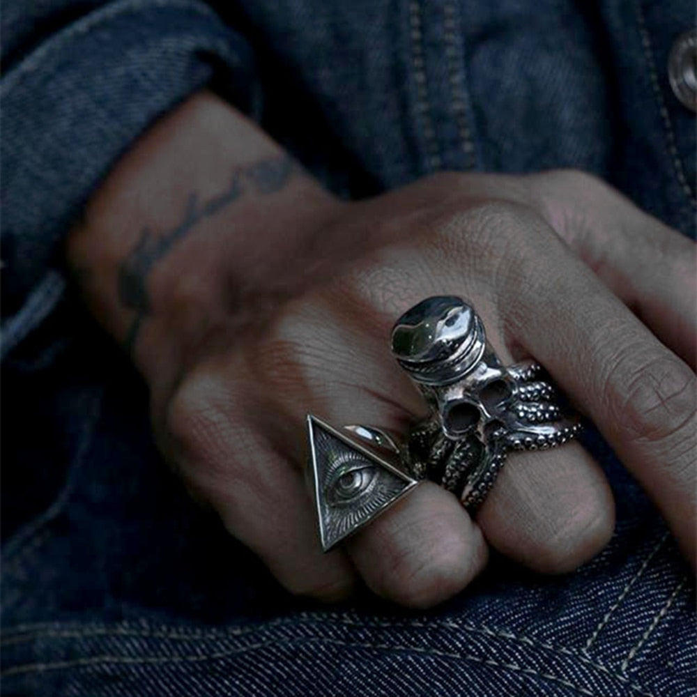 Eye of Providence Illuminati Silver 316L Stainless Steel Ring