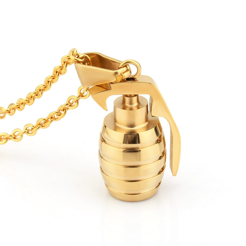 Classy Men's Grenade Pendant Necklace