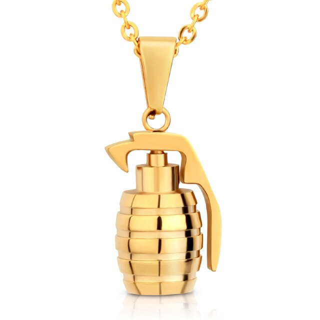 Classy Men's Grenade Pendant Necklace